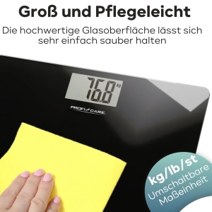 Cantar de baie ProfiCare PC-PW 3122, capacitate 5-180 kg, display LCD, negru - Img 5