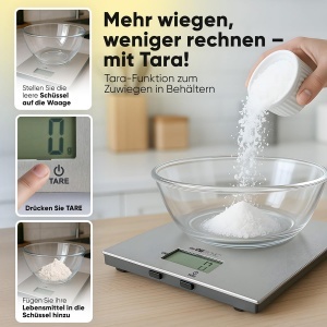 Cantar de bucatarie Clatronicr digital Trepte de 1gr pana la 5kg cu indicatie de cupa cupe Ideal pentru retete in tendinte extra plat Functia de tara  - Img 4