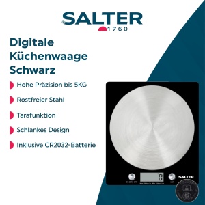 Cantar de bucatarie digital Salter, capacitate 5000g, design elegant, negru - Img 2
