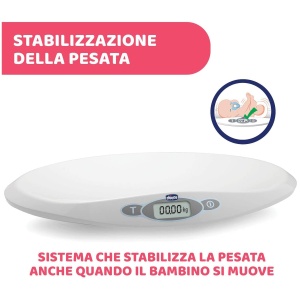 Cantar digital pentru bebelusi Chicco pentru nou-nascuti si bebelusi de la 30 g pana la 20 kg, insoteste cresterea bebelusului tau, cantar electronic pentru bebelusi cu afisaj LCD si functie de tara, stocheaza ultima greutate - Img 3