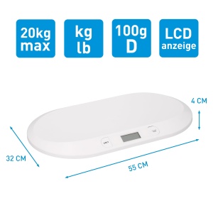 Cantar digital pentru bebelusi Grundig - Cantar max. 20 kg - Cantar de baie cu afisaj LED - Cantar pentru bebelusi cu functie de tara si afisaj - Incl. baterii - Alb - Img 2