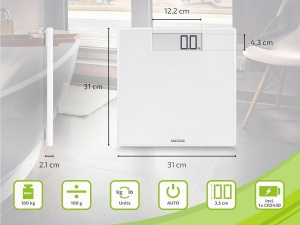 Cantar digital persoane Soehnle Style Sense Safe 100, 180 kg, LCD mare, Alb - Img 8