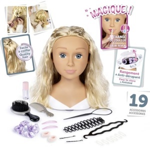 Cap de coafat pentru copii Smoby My Beauty Blond, 19 accesorii, secret de depozitare - Img 2