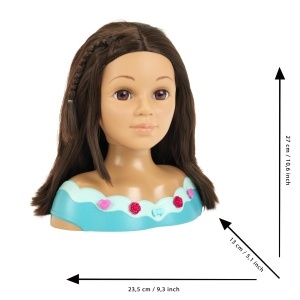 Cap de frizerie pentru copii Theo Klein 5201, 27 cm, cu set de cosmetice si accesorii - Img 5