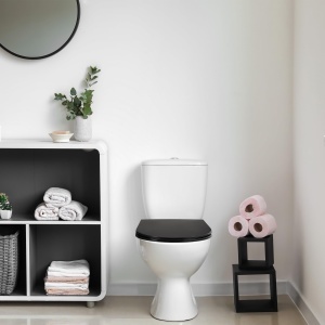 Capac WC Relaxdays D-Form cu Absenkautomatik, 36 x 45 cm, Duroplast, Negru - Img 3