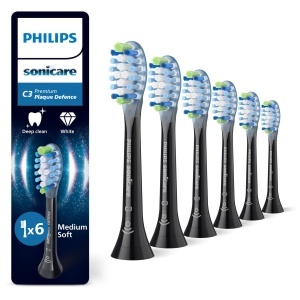 Capete de periuta de dinti Philips Sonicare C3 Premium HX904688, Negru, Set 6 bucati
