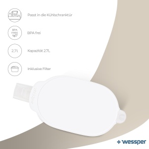Carafa filtranta Wessper AquaMax 2.7L, compatibila cu filtre Brita, alba - Img 2
