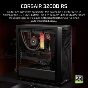 Carcasa PC Corsair 3200D RS Mid-Tower ATX, Negru, 3 Ventilatoare RS120 - Img 2