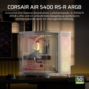 Carcasa PC CORSAIR AIR 5400 RS-R ARGB, Dreikammer Design, Alb - Img 2