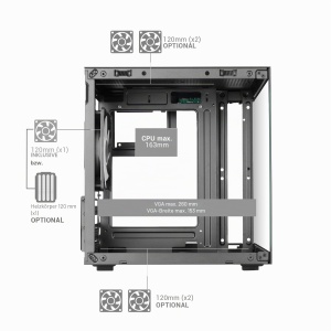 Carcasa PC Mars Gaming MC-Cube, MicroATX, Ultracompacta, Neagra - Img 4