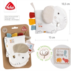 Carte senzoriala pentru bebelusi Fehn fehnNATUR, din bumbac organic, 16 x 12 cm, cu oglinda si zornaitoare - Img 5