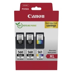 Cartuse de Cerneala Canon PG-560XLCL-561XL, 3 Pack (2 Negru, 1 Colorat), 400300 Pagini
