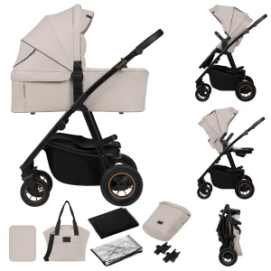 Carucior 2-in-1 LIONELO AMBER PLUS cu Cos de Purtat, 22kg, Roti 360