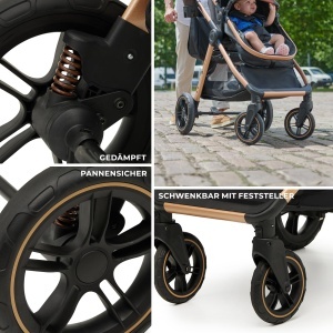 Carucior 3-in-1 Kinderkraft ESME, Capacitate 22 kg, Culoare Bej - Img 7