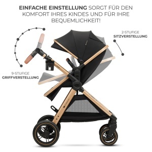 Carucior 3 in 1 Kinderkraft ESME cu scaun auto i-Size, pliabil, Negru - Img 12