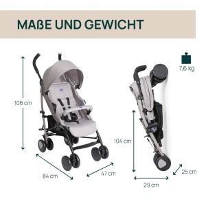 Carucior Chicco Echo Lite, pentru copii de la nastere pana la 22 kg, cu spatar reglabil, bej - Img 2