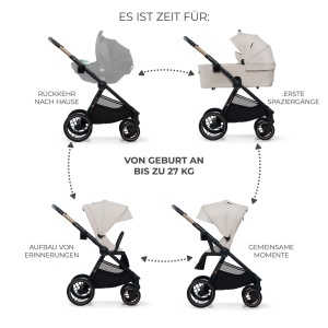 Carucior copii Kinderkraft NEA 2, pliabil, pozitie de culcat, 22 kg, bej - Img 3