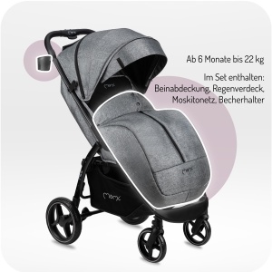 Carucior copii MoMi MIYA, 5 puncte de siguranta, 22 kg, cu accesorii - Img 4