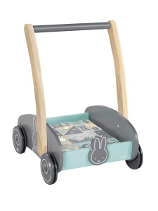 Carucior cu impingere roba miffy cu set de 35 blocuri din lemn, 45 cm