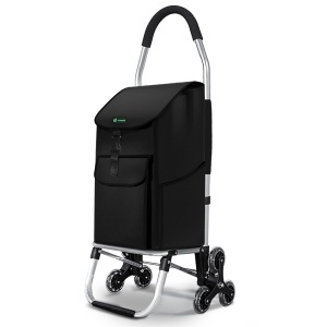 Carucior de cumparaturi VOUNOT cu 6 roti, capacitate 58L, aluminiu, negru