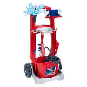 Carucior de curatenie Theo Klein 6741 Vileda cu mop, galeata si accesorii, 29x24x60 cm