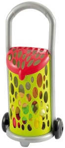 Carucior de jucarie Ecoiffier Chef Marktwagen, cu 7 accesorii, roti si capac