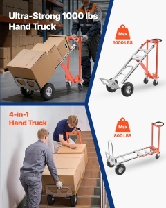 Carucior de transport VEVOR 4-in-1, 453,6 kg capacitate, din aluminiu - Img 2