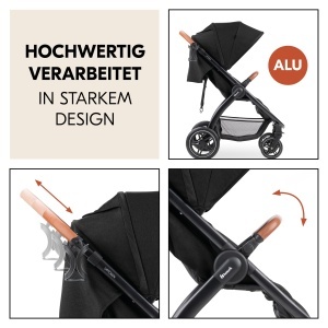 Carucior hauck Uptown, Melange Black - pentru nou-nascuti, cu suport pentru bauturi, pliabil - Img 6