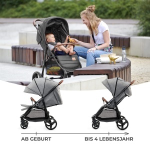 Carucior Kinderkraft GRANDE PLUS, 0-22 kg, 4 roti cu suspensie, gri - Img 3