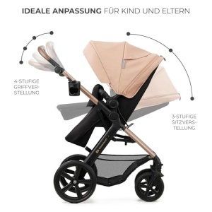 Carucior multifunctional Kinderkraft MOOV 2 3-in-1 pana la 22 kg roti EVA Beige - Img 11