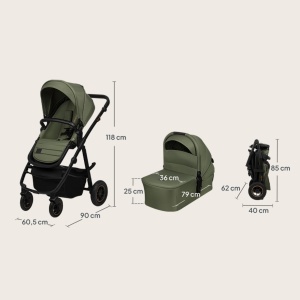 Carucior multifunctional Lionelo Amber Plus 2-in-1 pentru copii 0-4 ani roti 360deg spatar reglabil accesorii incluse - Img 9