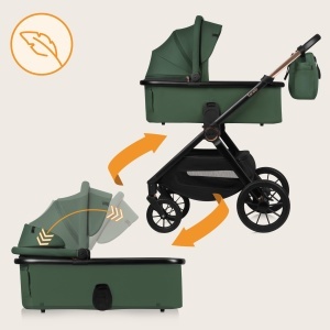 Carucior multifunctional Lionelo Layla 2 in 1 0-48 luni suspensie completa roti PU pivotante XXL UPF 50 - Img 3