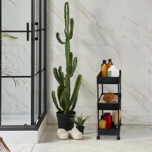 Carucior multifunctional Relaxdays, 3 etaje, negru, 65 x 39,5 x 21,5 cm - Img 3