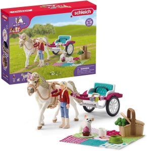 Carucior pentru cai Schleich Horse Club 42467, 38 piese, cu accesorii