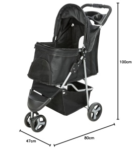 Carucior pentru caini TRIXIE 28958, 47 100 80 CM, negru, 4,6 kg - Img 8