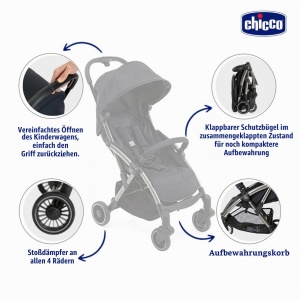 Carucior pentru copii Chicco Cheerio, ultralegerez, pliabil, cu protectie UV - Img 9