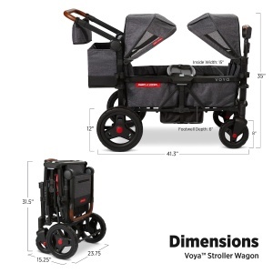 Carucior pentru copii Radio Flyer Voya, 2 locuri, cu umbrele, pliabil - Img 4