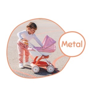 Carucior pentru papusi Smoby Baby Nurse, 42 cm, cadru metalic, inaltime maner 58 cm - Img 3