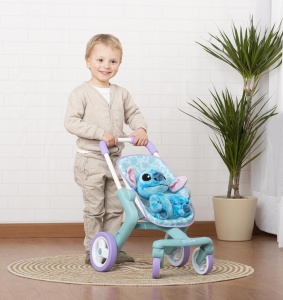Carucior pentru papusi Smoby Stitch cu figurina de plus 25 cm, ergonomic, albastru-turcoaz - Img 2