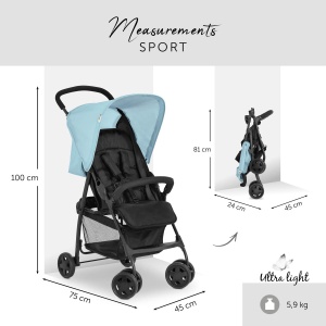 Carucior sport hauck Federleichter, 5.9 kg, pliabil rapid, Albastru Sport - Img 2