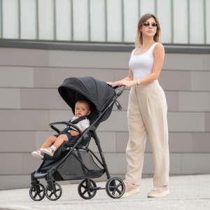 Carucior sport KikkaBoo Alexa usor compact pliabil cu o mana pana la 22 kg gri inchis - Img 2