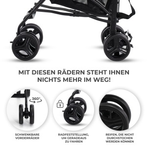 Carucior sport Kinderkraft TIK, 6.5kg, roti pivotante, gri - Img 5