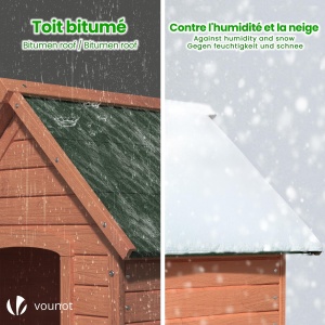 Casa pentru caini VOUNOT din lemn, izolata, cu acoperis waterproof, 72x65x83 cm - Img 5