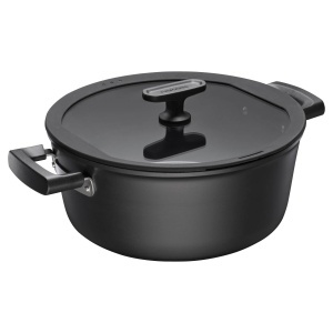 Caserola cu capac Fiskars Hard Face, 5L, Negru, Diametru 26 cm - Img 1