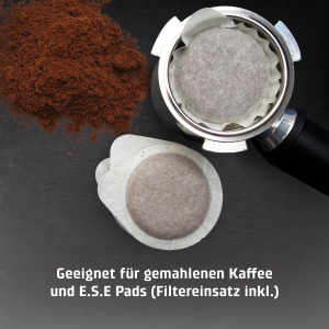 CASO EspressoGourmet Crema - Aparat de portafiltru, espressor, cu spumant de lapte, espresso, cappuccino, portafiltru din otel inoxidabil, pompa ULKA de 20 bari, aparat de cafea pudra de cafea, tampoane ESE - Img 6