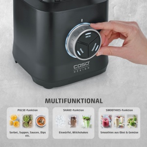 CASO PowerBlender B 2000 - Blender profesional, rezultat test: foarte bun, 30.000 rpm, vasul blender Tritan rezistent la spargere, fara BPA, sistem de lame 8 pliuri cu acoperire din titan, negru - Img 6