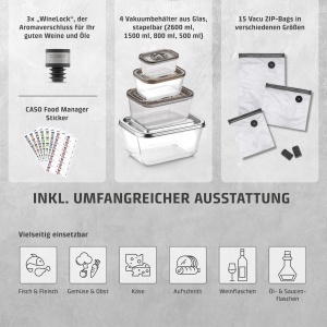 CASO Vacu OneTouch Pro Set Vakuumierer Portabil Pompa Puternica 12 Lmin - Img 5