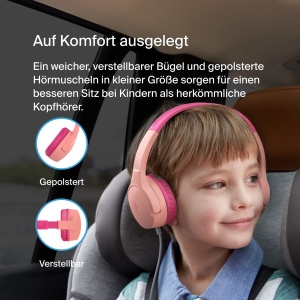 Casti audio Belkin Sound Form Mini pentru copii, roz, cu microfon, 3.5mm - Img 5