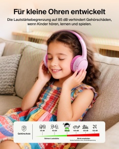 Casti audio Belkin SoundForm Mini 2 pentru copii, 55h autonomie, roz - Img 3