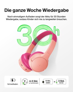 Casti audio Belkin SoundForm Mini pentru copii, roz, 30 ore autonomie - Img 4